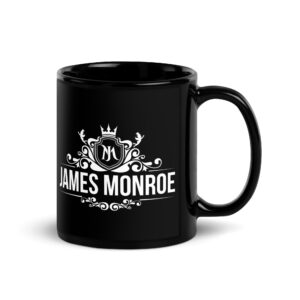 James Monroe White Logo - Black Glossy Mug